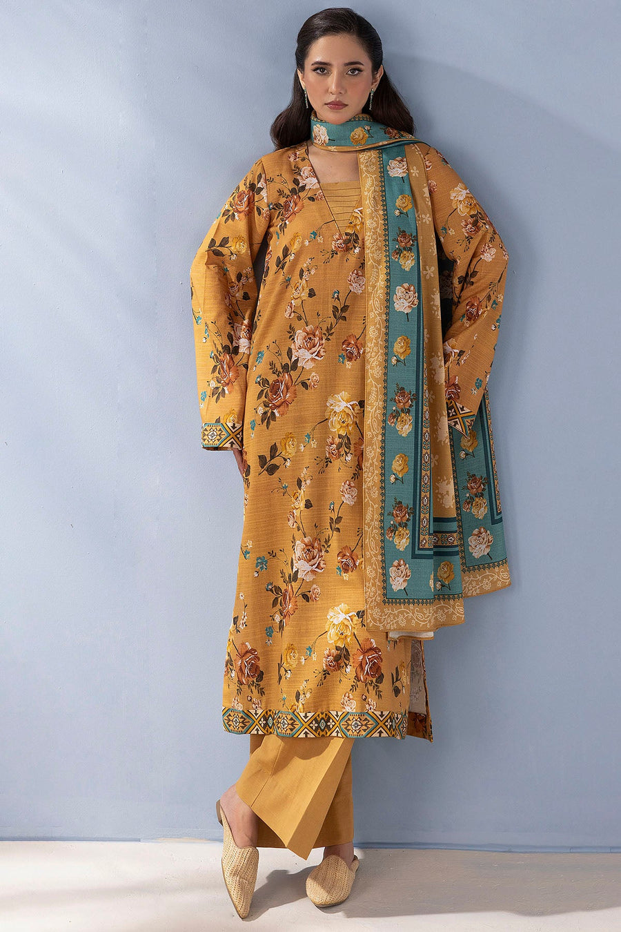 Reena Digital Printed Khaddar 3-Piece Ready-to-Wear Suit