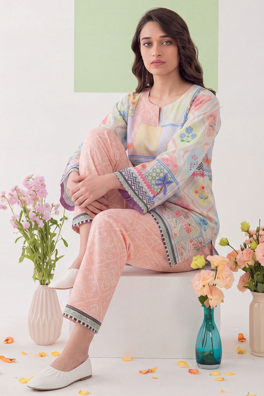 Reine Digital Printed Cambric 2-Piece Co-Ord Set