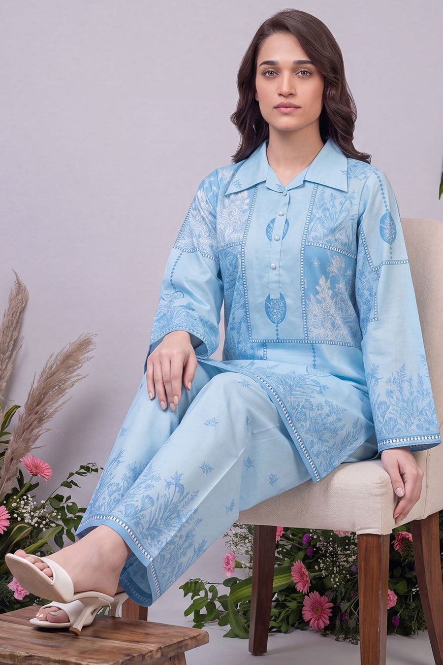 Serena Digital Printed Cambric 2-Piece Co-Ord Set