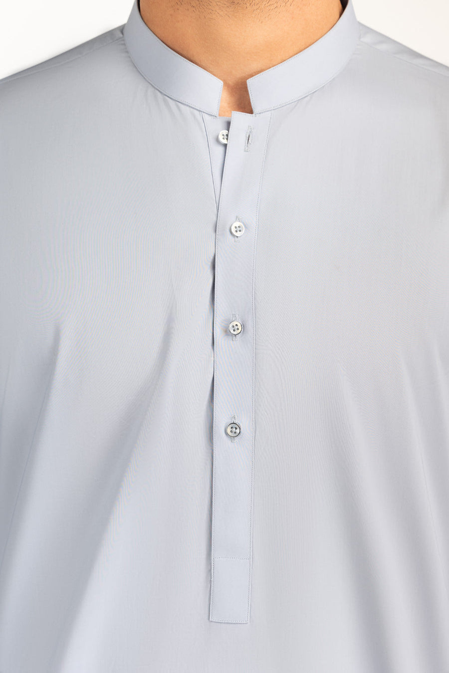 Slate Blue Cotton 2-Piece Kurta | Mandarin Collar Design