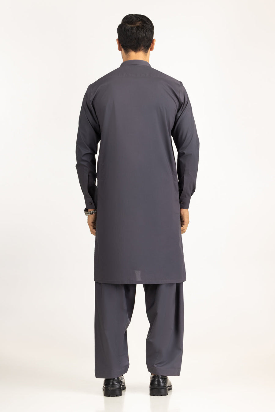 Slate Grey Cotton 2-Piece Kurta | Mandarin Collar