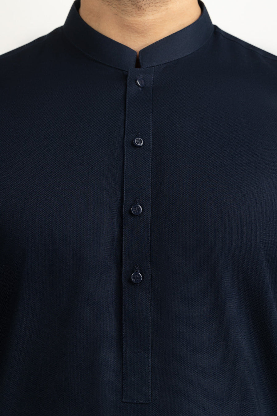 Midnight Navy Silk 2-Piece Kurta | Mandarin Collar