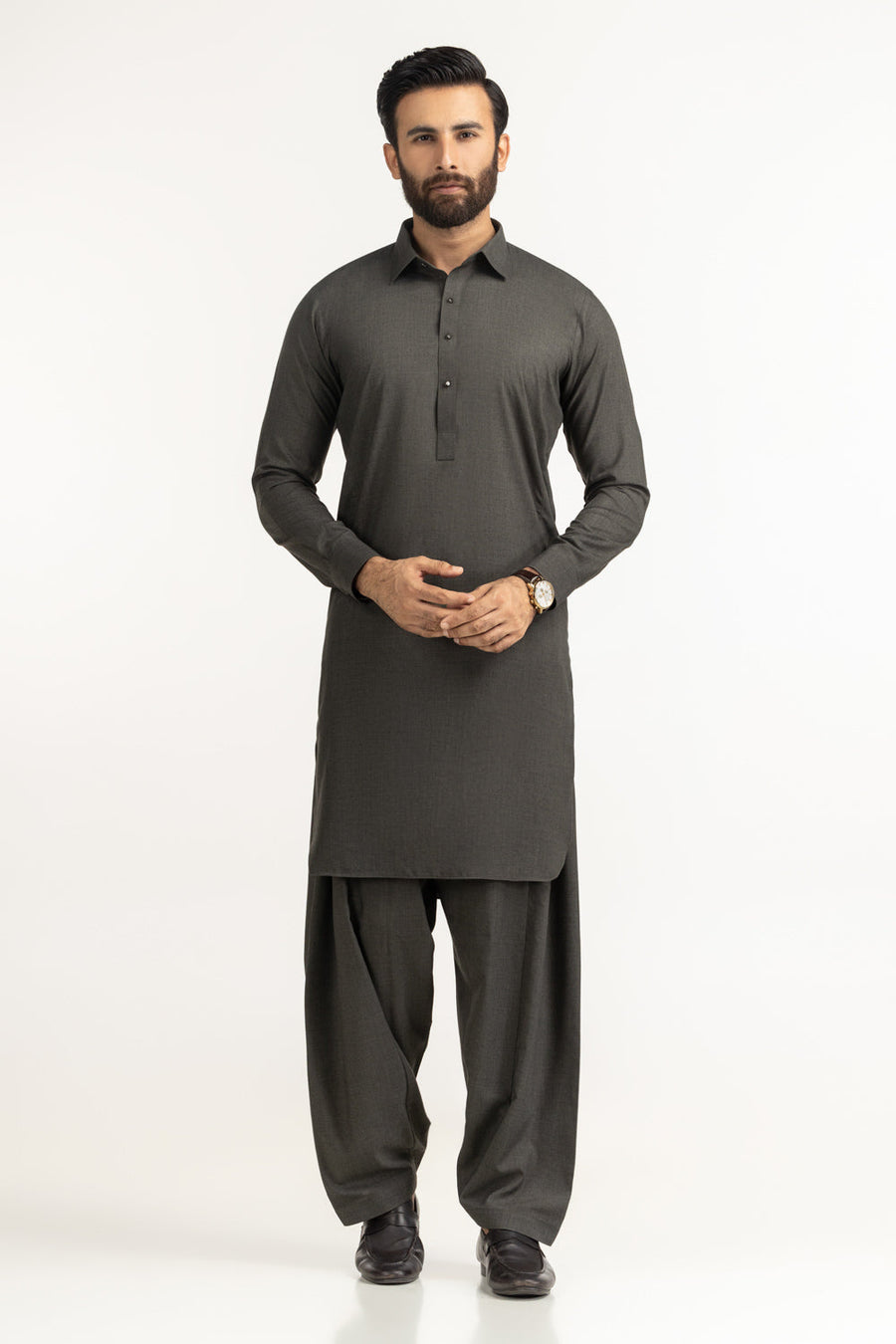 Sage Green Silk 2-Piece Men's Kurta | Premium Mulberry
