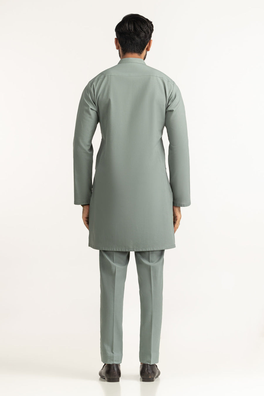 Sage Linen 2-Piece Kurta Set | Mandarin Collar