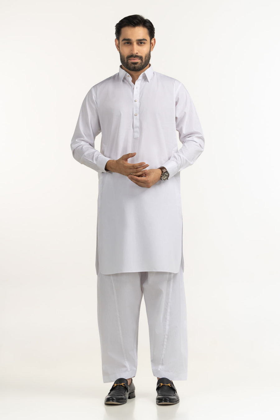 Off-White Silk Cotton 2-Piece Men's Kurta | Classic Collar