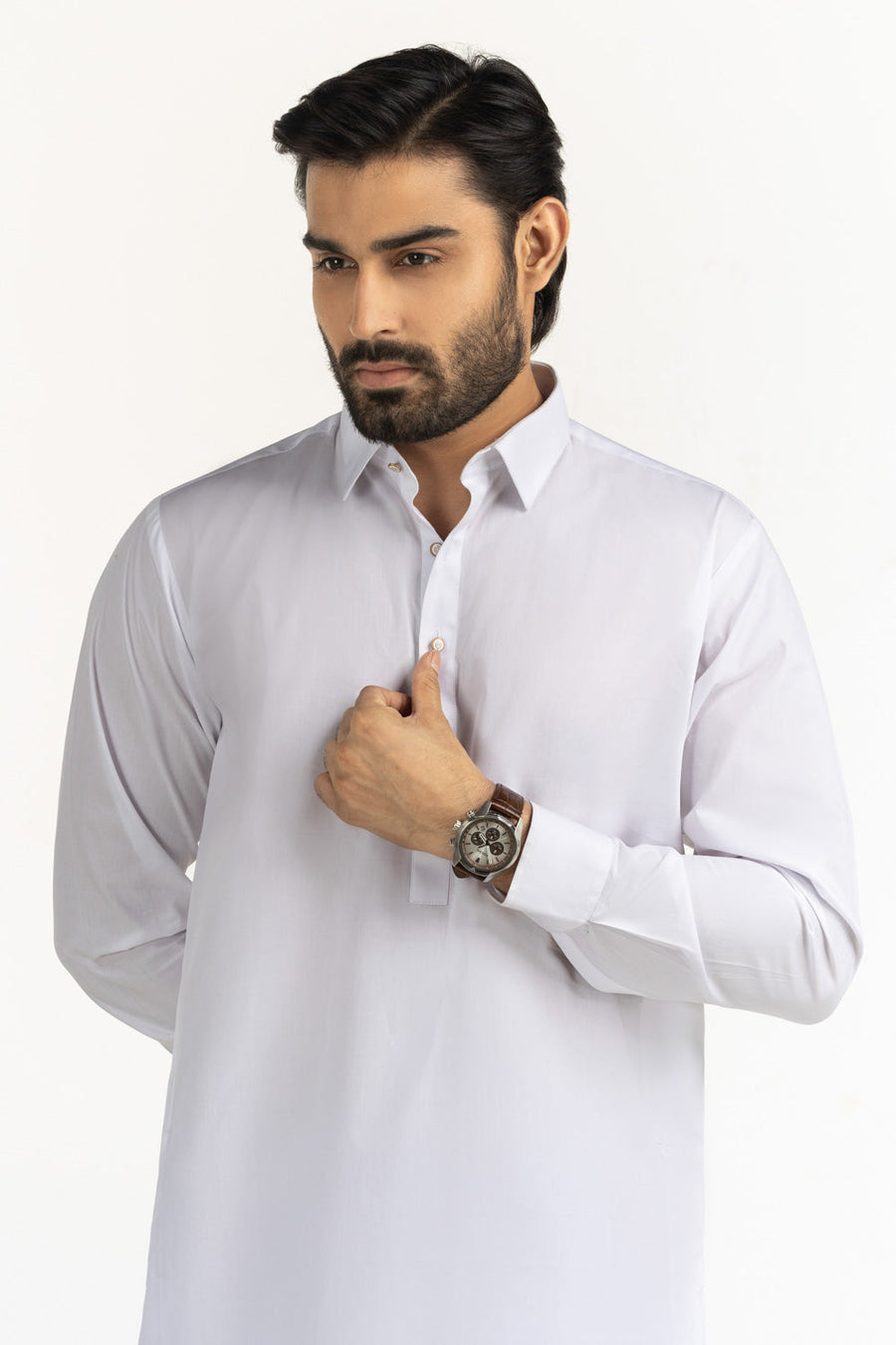 Off-White Silk Cotton 2-Piece Men's Kurta | Classic Collar