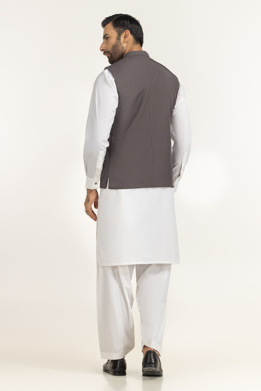 Chocolate Brown Silk 3-Piece Waistcoat Set | Mandarin Collar