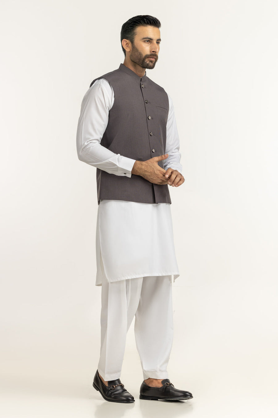 Chocolate Brown Silk 3-Piece Waistcoat Set | Mandarin Collar