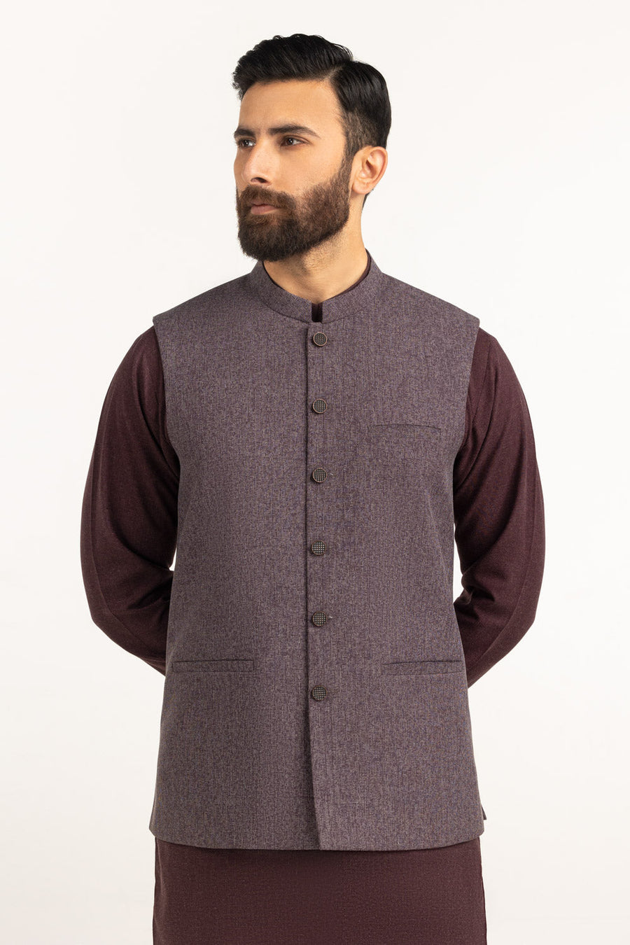 Charcoal Linen 2-Piece Waistcoat | Mandarin Collar