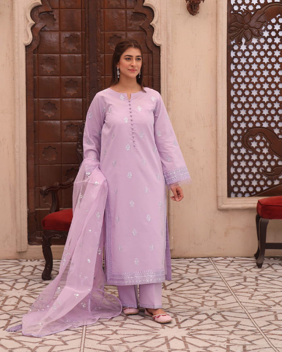 Noor-e-Eid / lilac bloom – Festive Embroidered Suit for Women