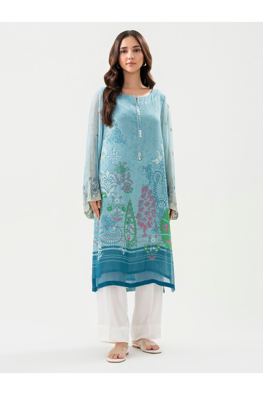 Embroidered Chiffon Shirt for Effortless Style