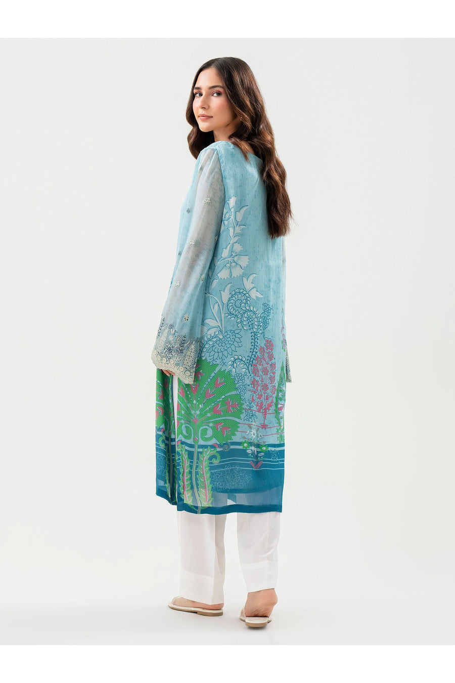 Embroidered Chiffon Shirt for Effortless Style