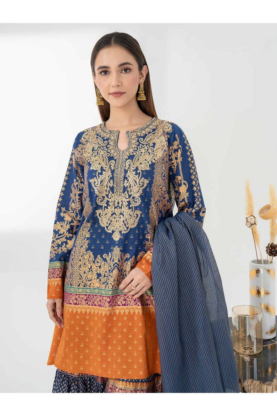 Embroidered 3 Piece Cambric Suit Set
