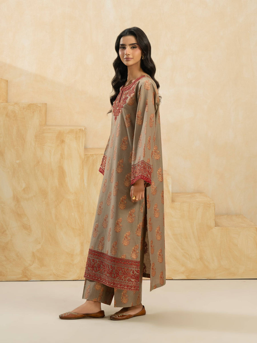 2 Piece Cotton Suit-Embroidered (Pret) - Pehnaawaa