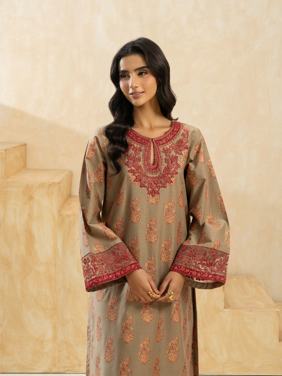2 Piece Cotton Suit-Embroidered (Pret) - Pehnaawaa