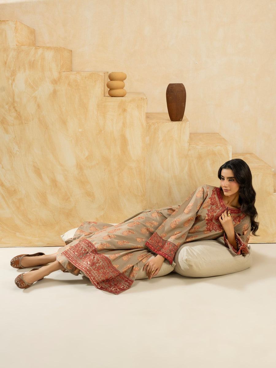 2 Piece Cotton Suit-Embroidered (Pret) - Pehnaawaa