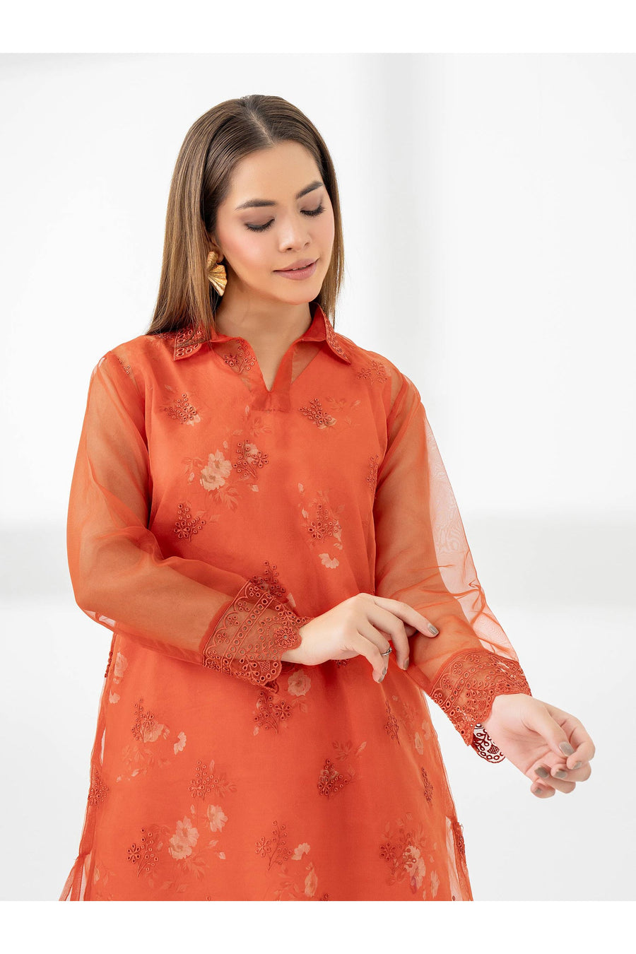 Stylish Embroidered Organza Suit Set