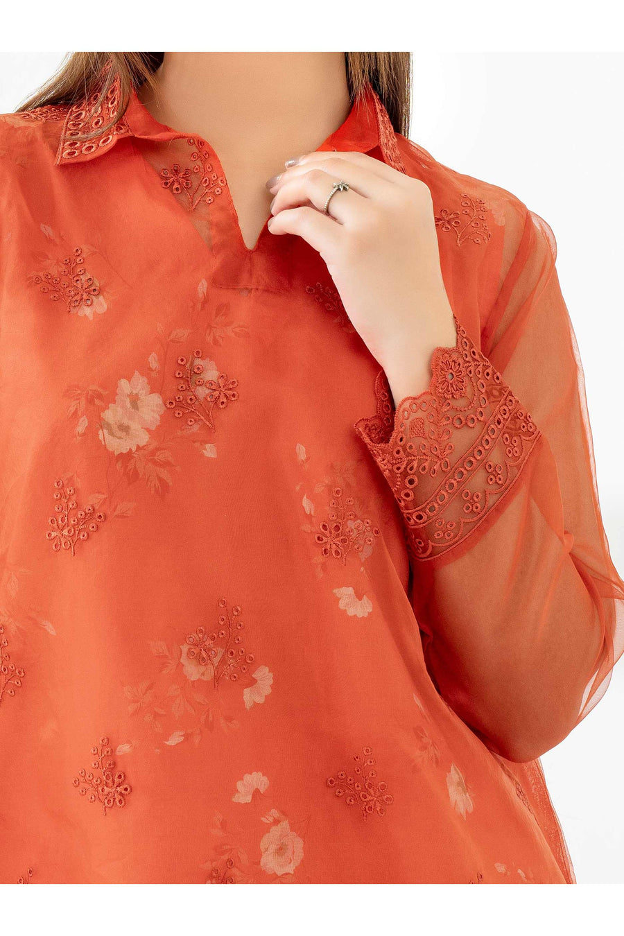 Stylish Embroidered Organza Suit Set