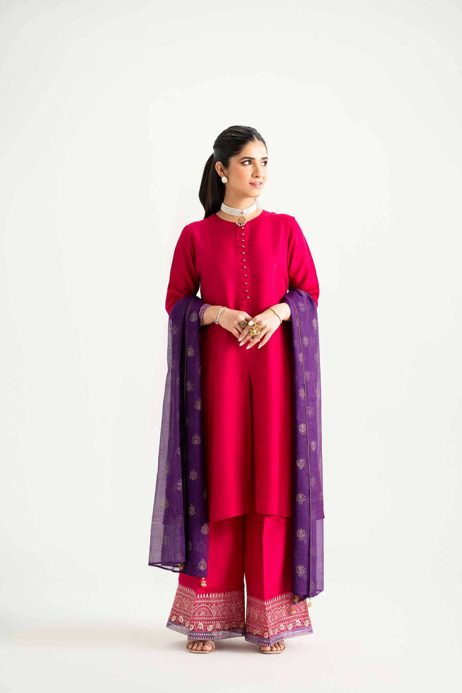Stylish 3 Piece Embroidered Suit Set