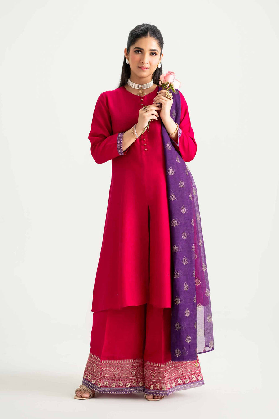 Stylish 3 Piece Embroidered Suit Set