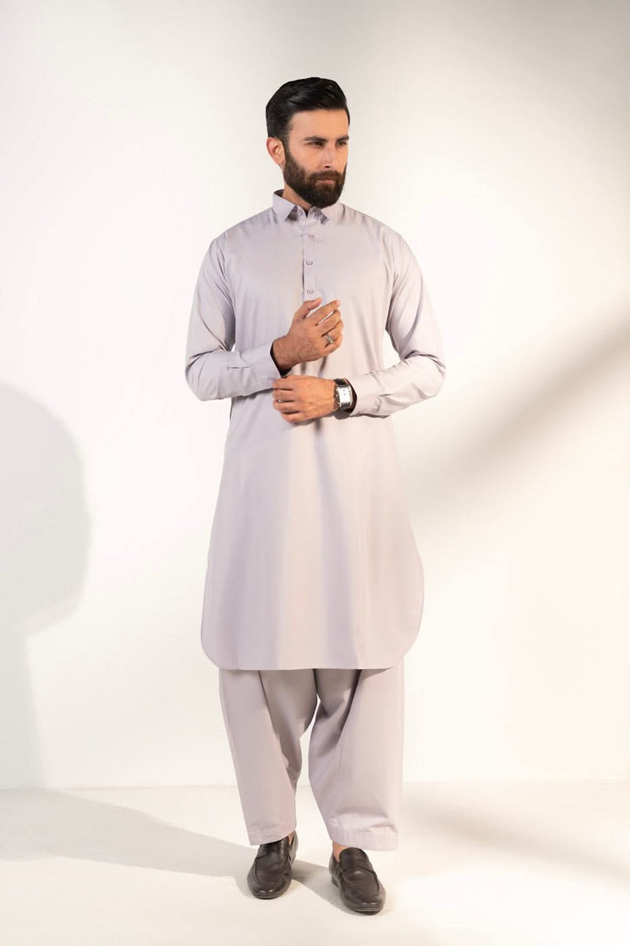 Dusty Rose Silk Blend 2-Piece Kurta | Classic Collar