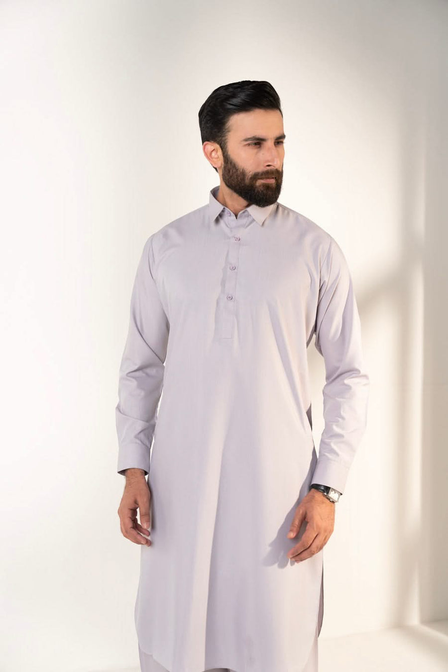 Dusty Rose Silk Blend 2-Piece Kurta | Classic Collar