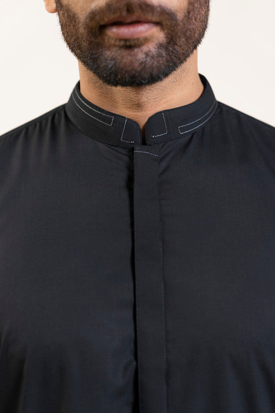 Midnight Cotton Blend 2-Piece Kurta Set | Band Collar