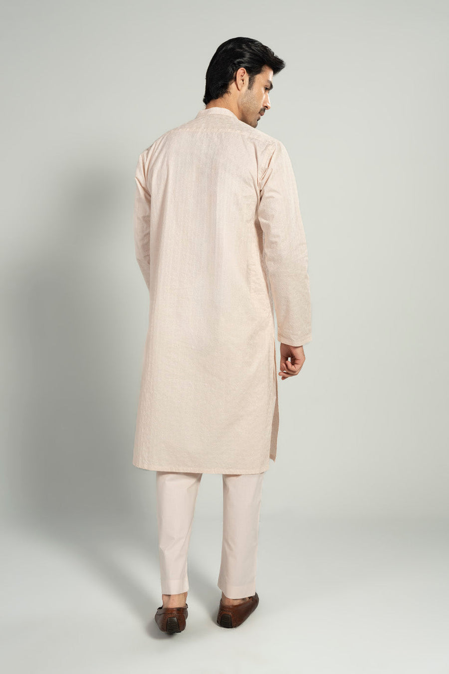 Ivory Linen 2-Piece Kurta Set | Band Collar