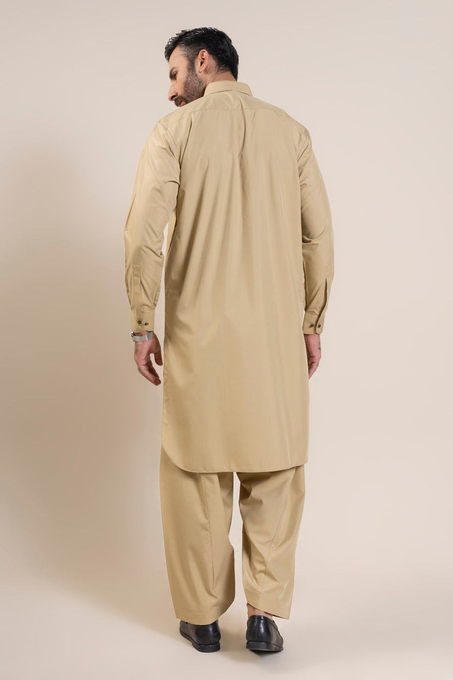 Ivory Silk Blend 2-Piece Kurta | Classic Collar Kameez