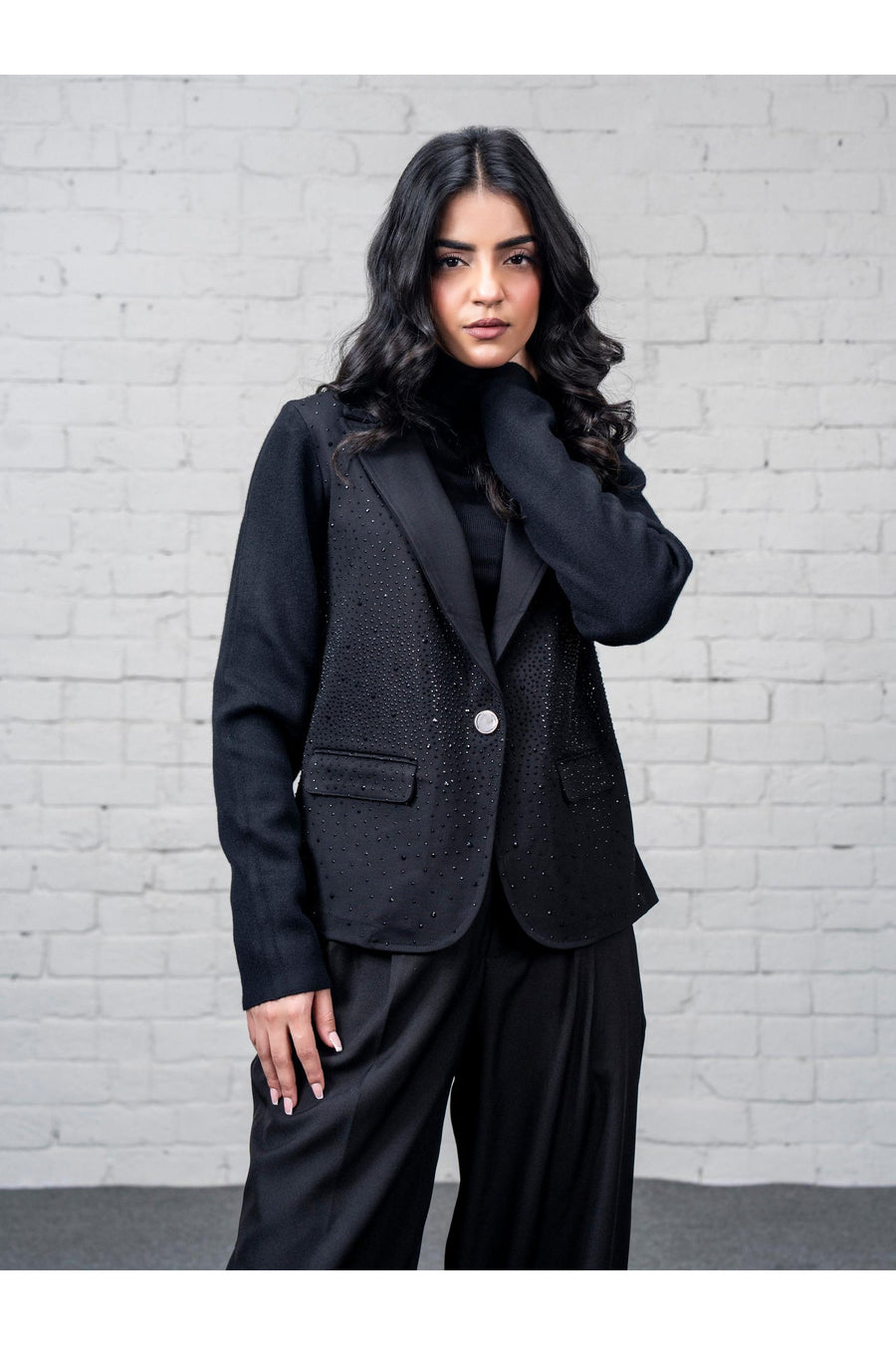 Midnight Wool Blazer 3-Piece | Cutdana Embellished