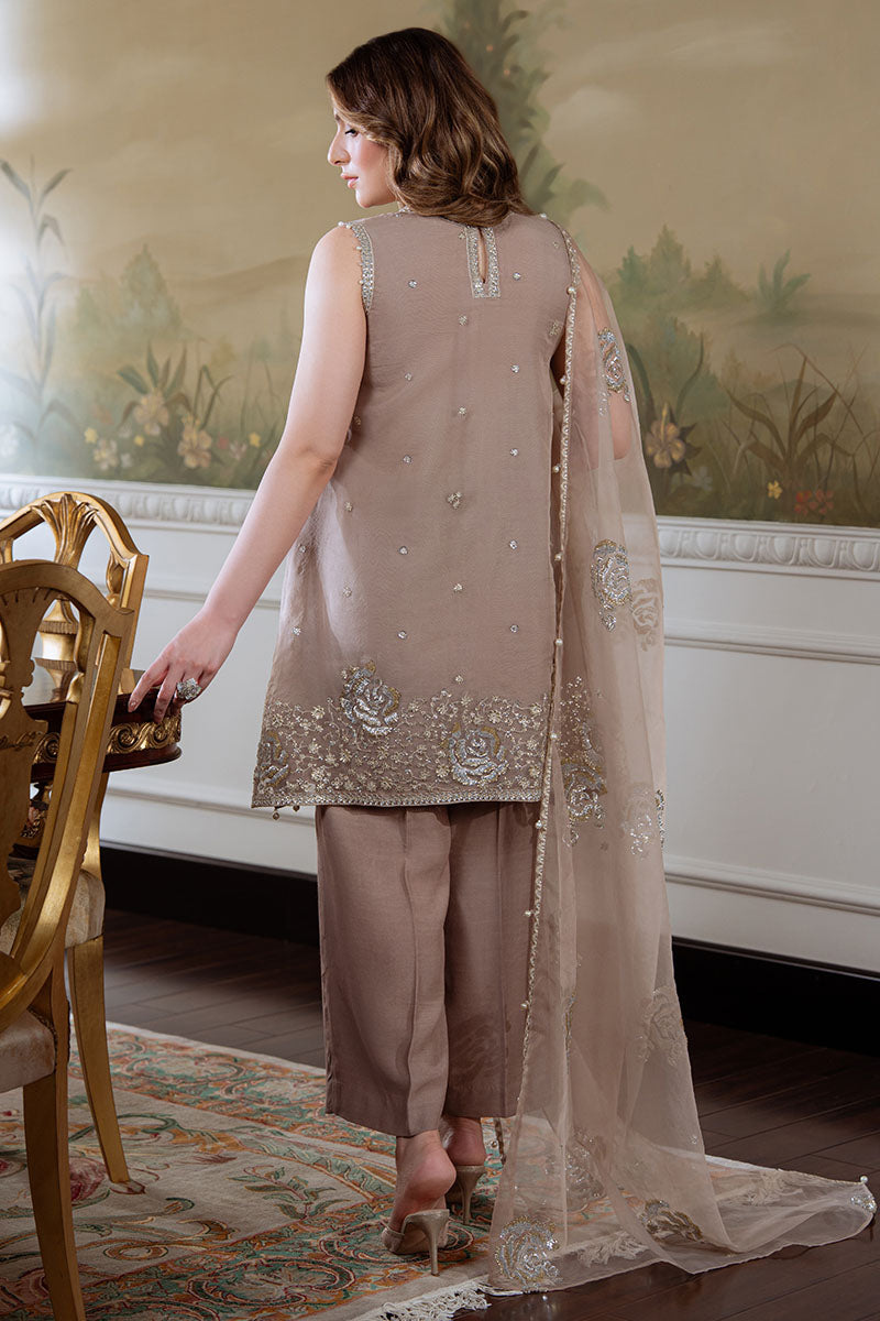 SILVER MINK-4PC ORGANZA EMBROIDERED PRET - Pehnaawaa
