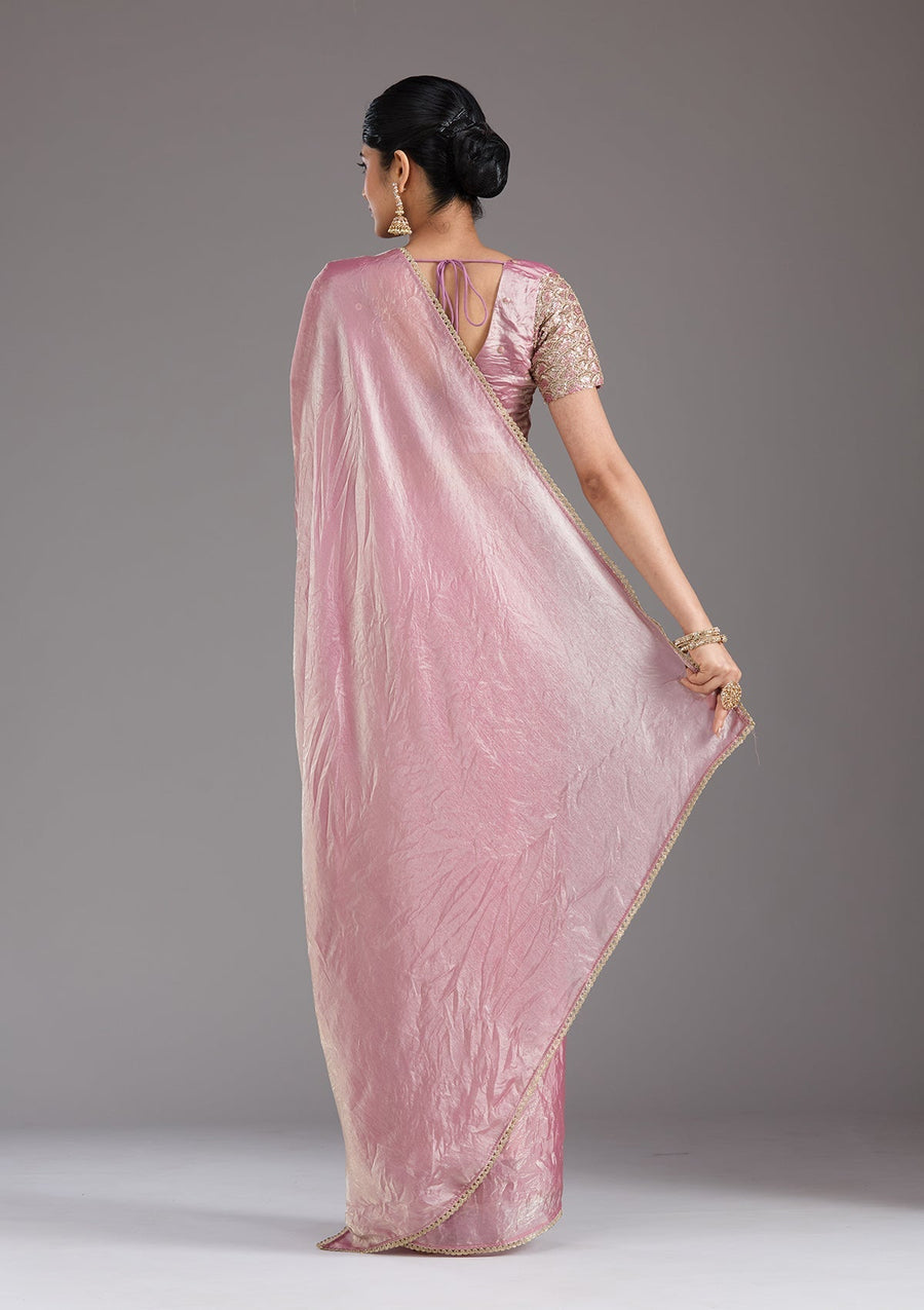 Onion Pink Sequins Organza Saree - Pehnaawaa