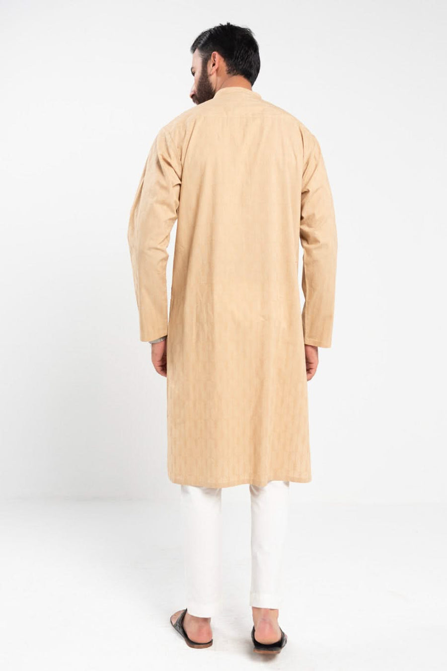 Cream Organic Cotton 1-Piece Kurta | Mandarin Band Collar