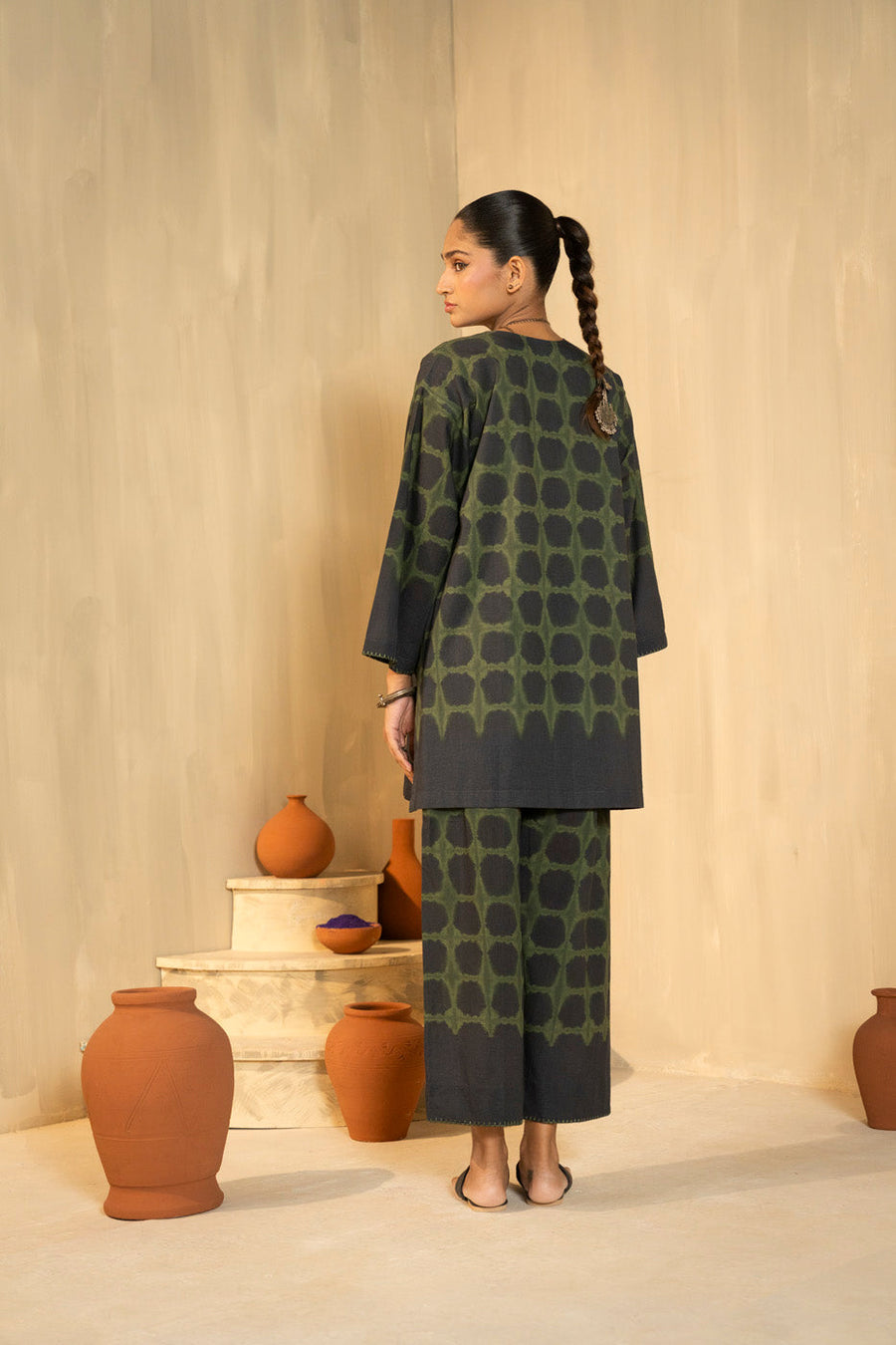 Sage Cambric 2-Piece Palazzo Set | Leopard Jacquard