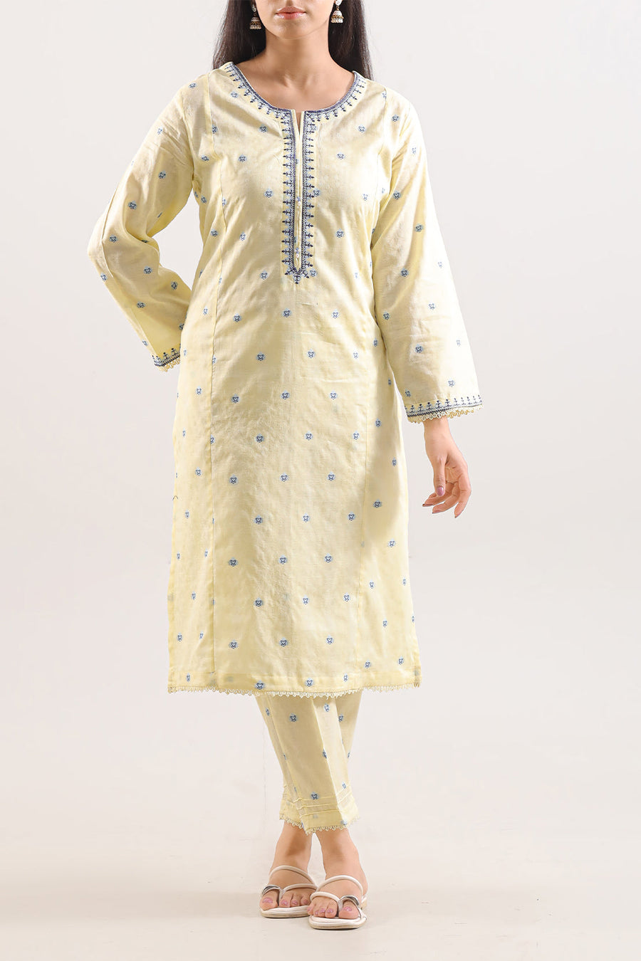 Embroidered Jacquard Cotton Stitched Shirt