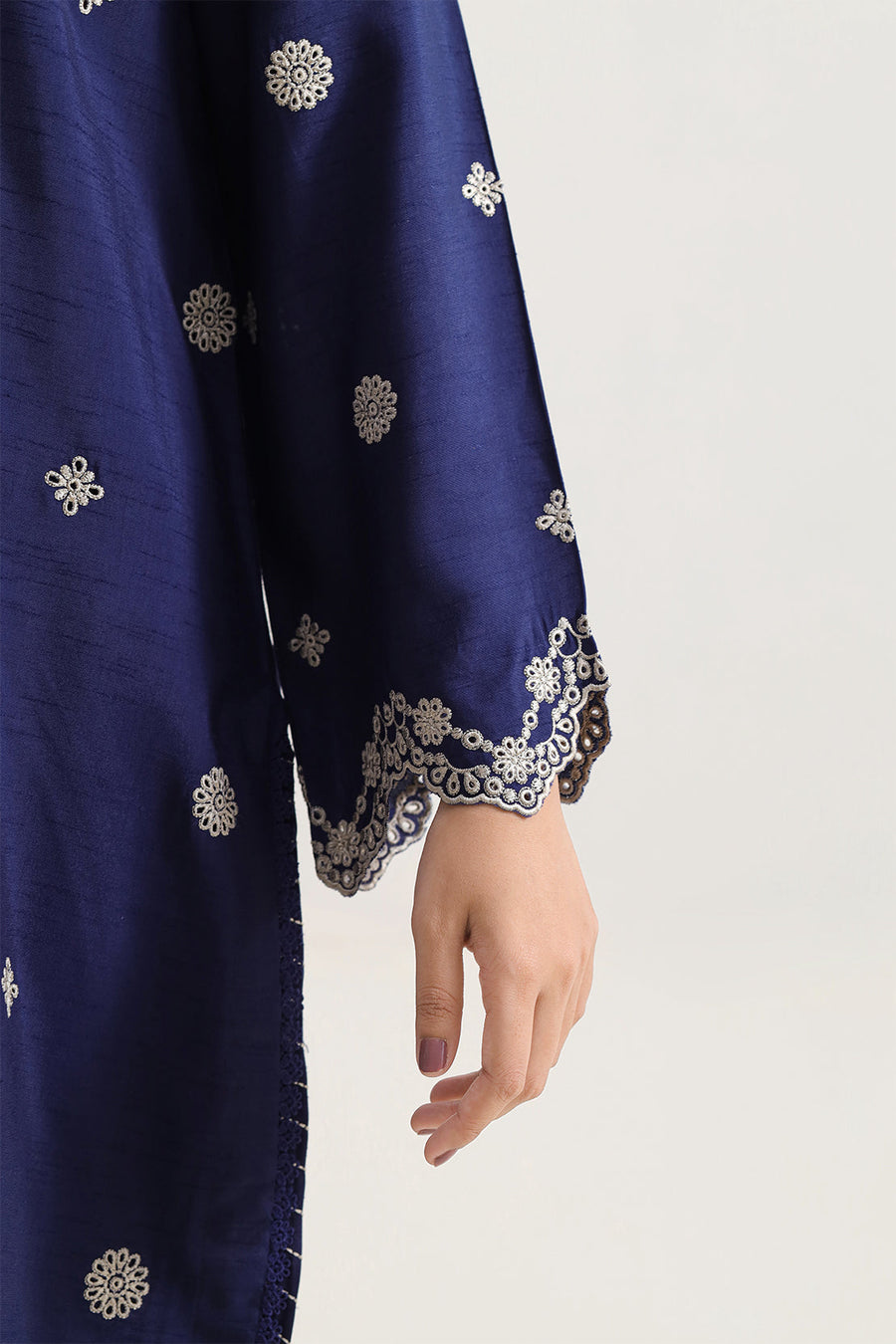 Solid Embroidered Korean Raw Silk Stitched 2 Piece (Shirt/Trouser) - Pehnaawaa