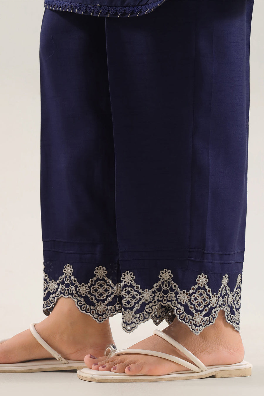 Solid Embroidered Korean Raw Silk Stitched 2 Piece (Shirt/Trouser) - Pehnaawaa