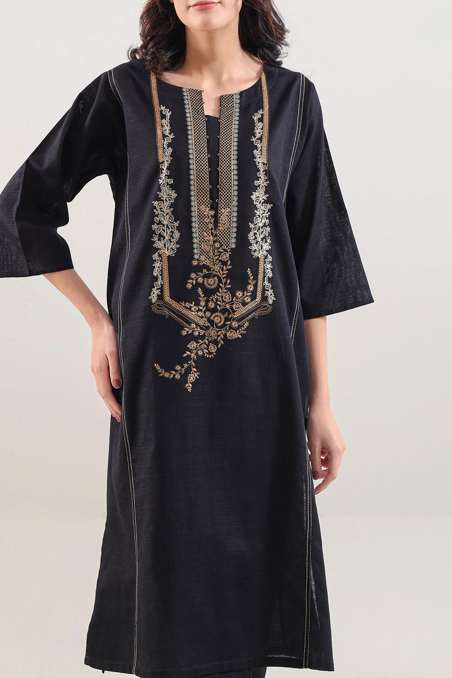 Solid Embroidered Khaddar Stitched 2 Piece (Shirt/Trouser) - Pehnaawaa