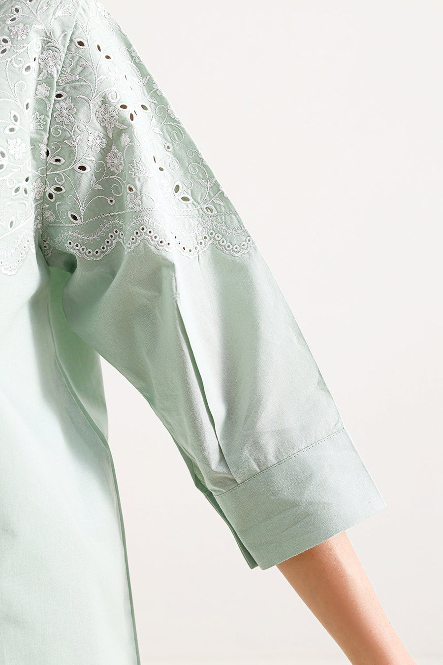 Solid Embroidered Poplin Stitched 2 piece (Shirt/Trouser) - Pehnaawaa