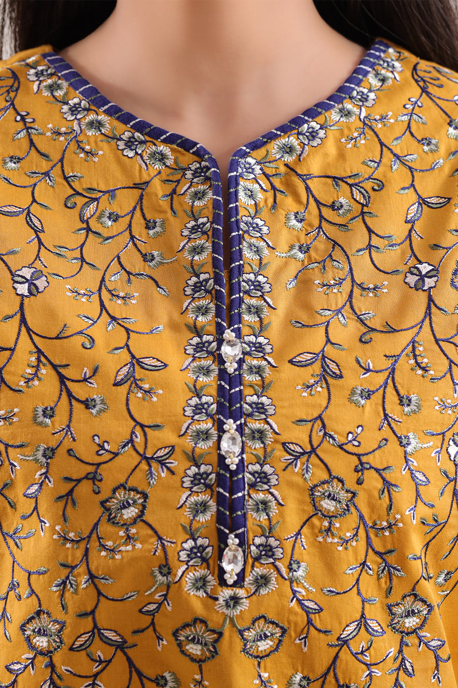 Solid Embroidered Cambric Stitched 3 Piece - Pehnaawaa