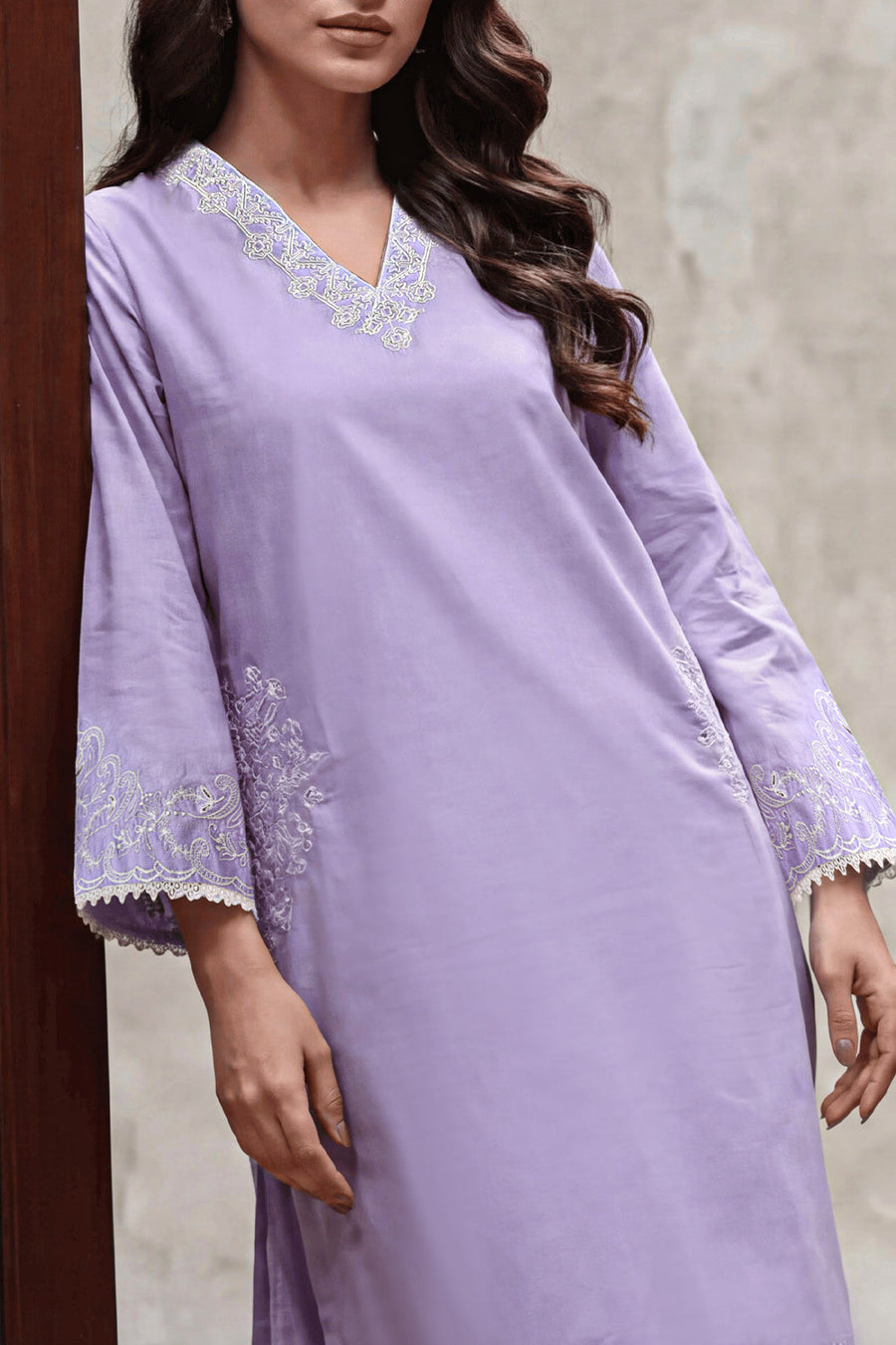 Solid Embroidered Cambric Stitched 2 Piece (Shirt/Trouser) - Pehnaawaa