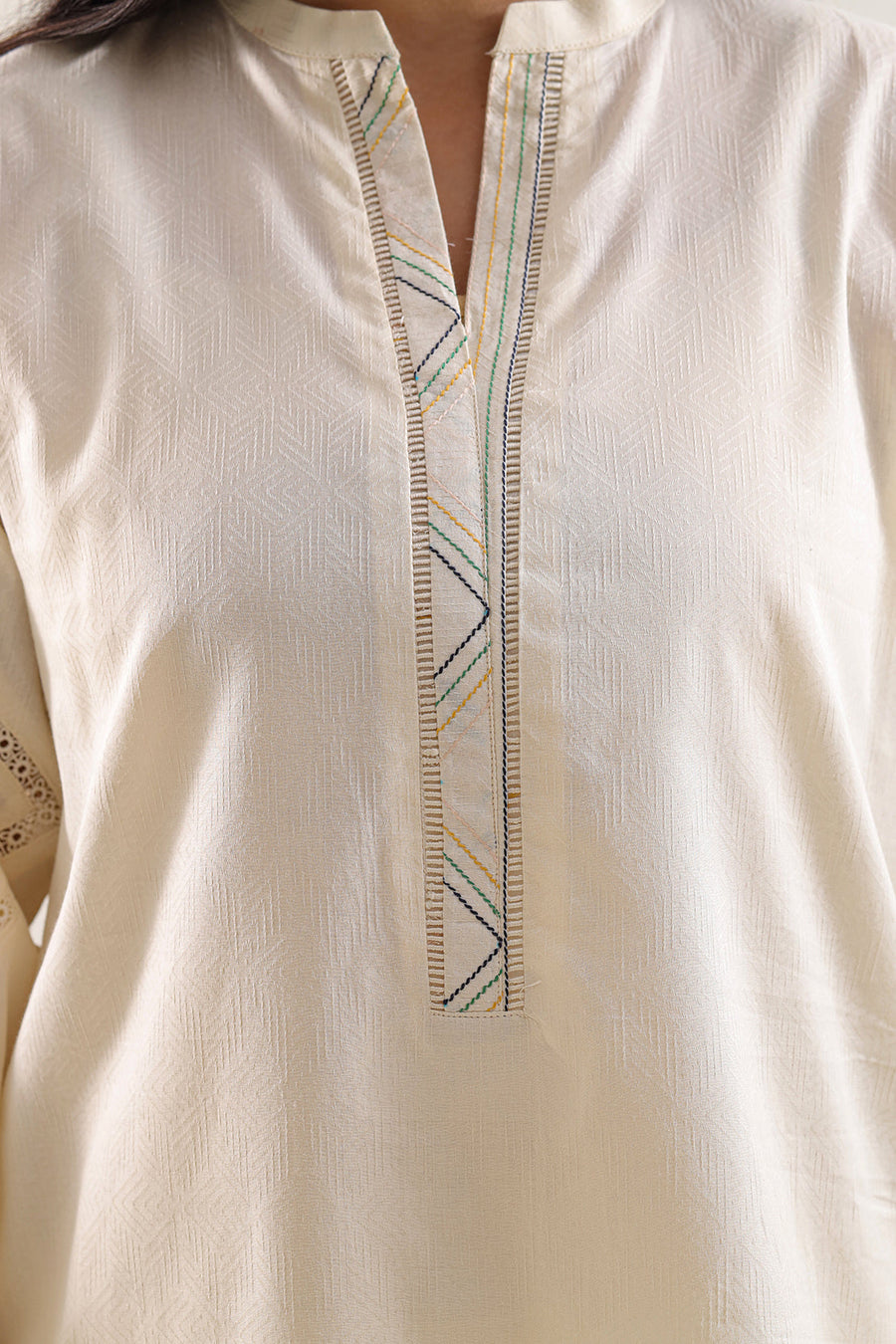 Embroidered Cotton Jacquard Stitched 2 Piece (Shirt/Trouser) - Pehnaawaa