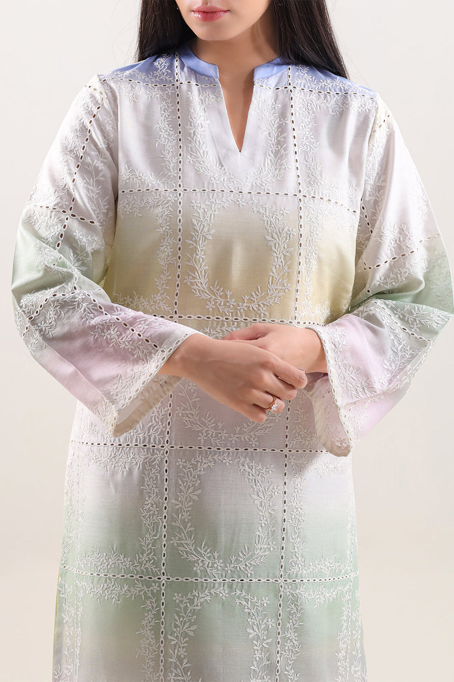Printed Embroidered Arabic Lawn Stitched 2 Piece (Shirt/Trouser) - Pehnaawaa