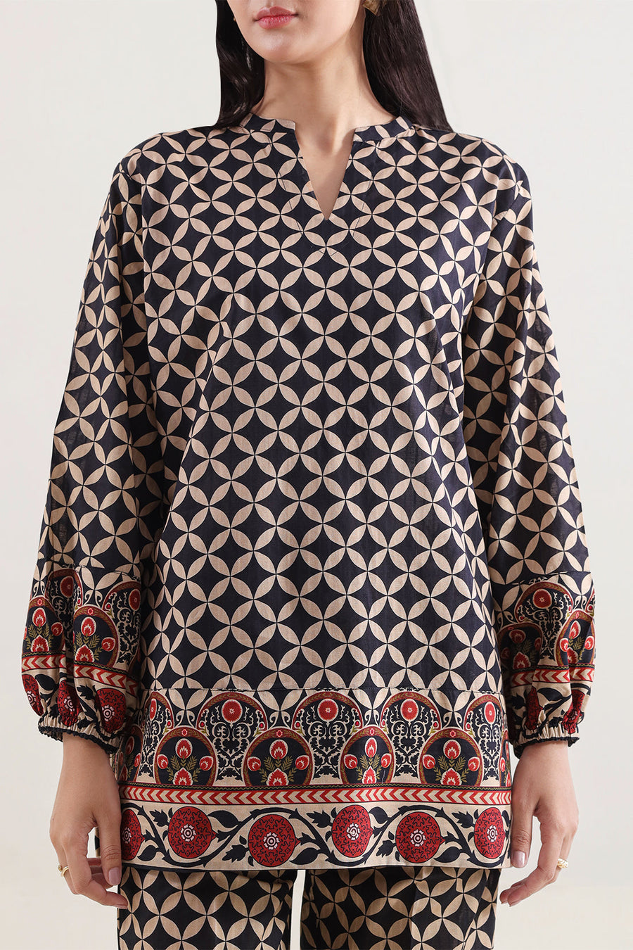 Printed Self Strip Lawn Stitched 2 Piece (Shirt/Trouser)
