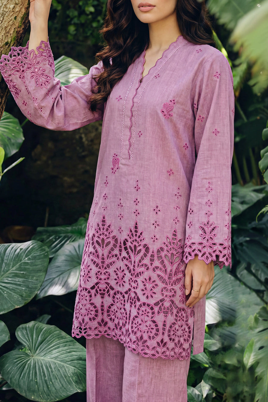 Solid Embroidered Lawn Stitched 2 Piece (Shirt/Trouser) - Pehnaawaa