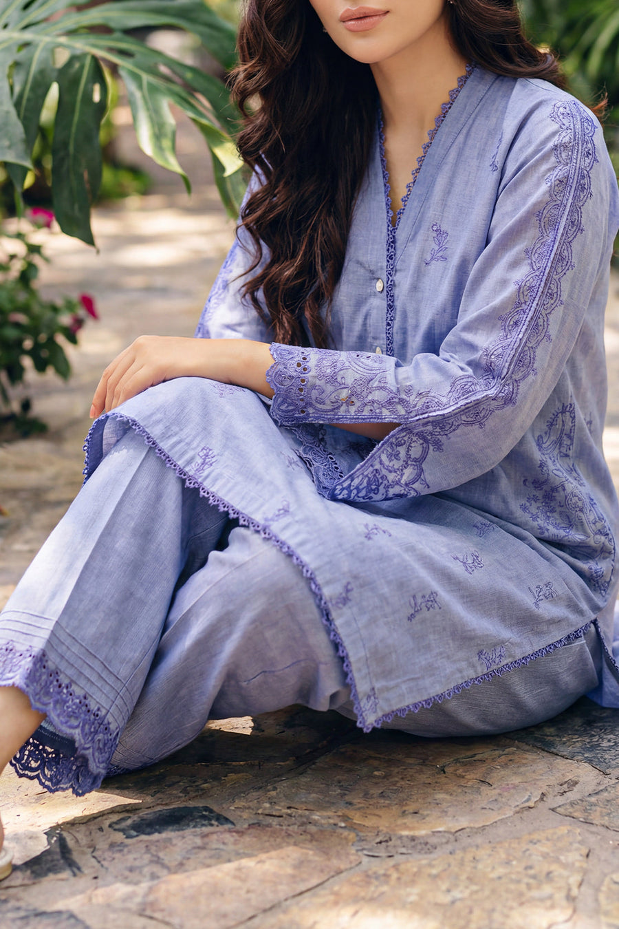 Blue Lawn Embroidered | Stitched SP-11873 144169 HR - Pehnaawaa