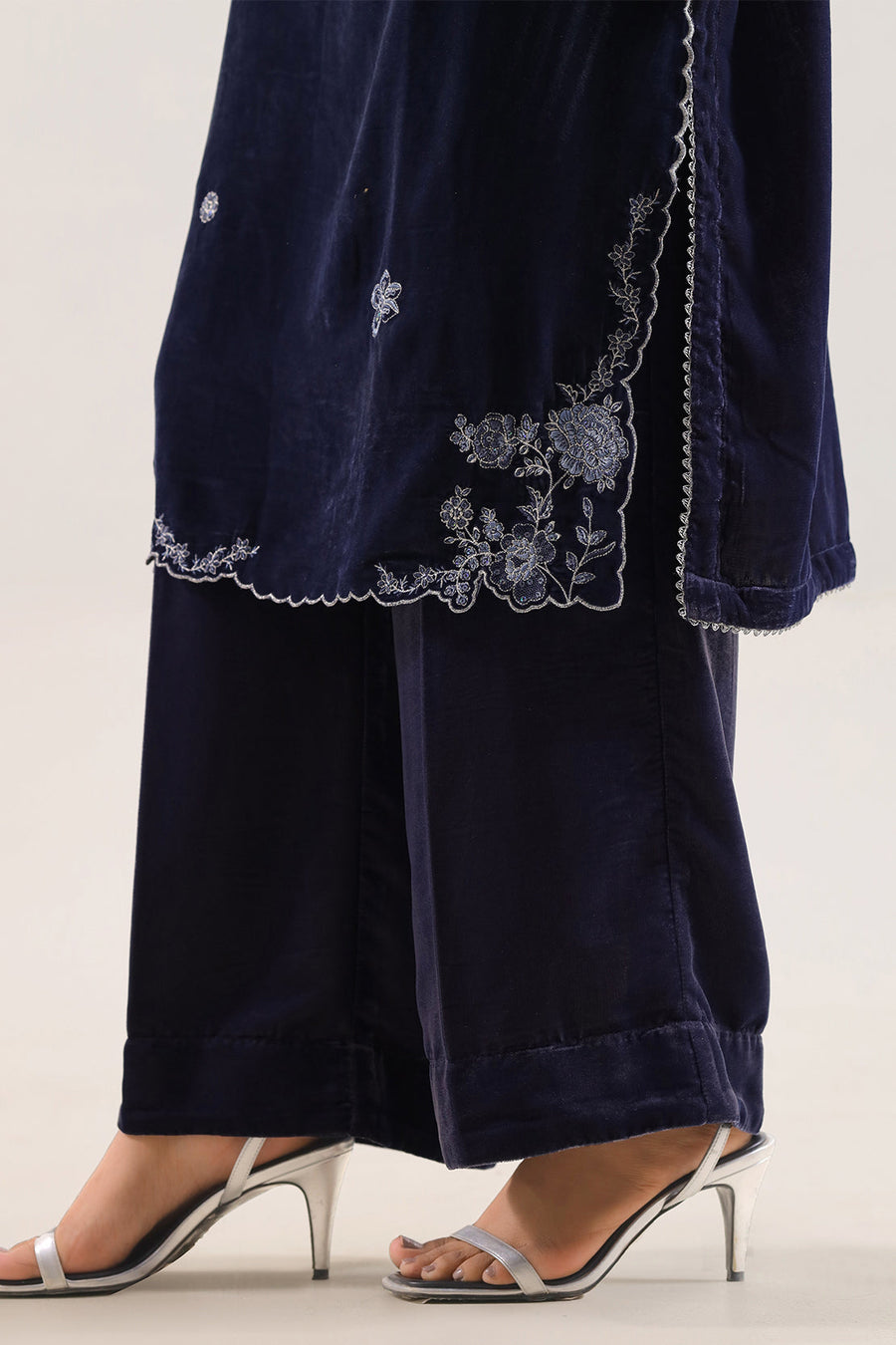 Solid Embroidered Velvet Stitched (Shirt/Trouser)