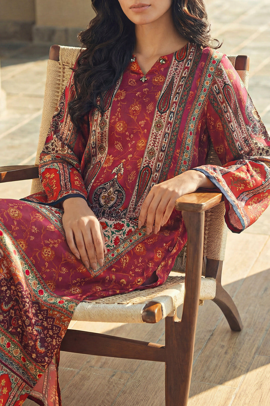 Printed Kaftaan Shamose Silk Stitched Dress