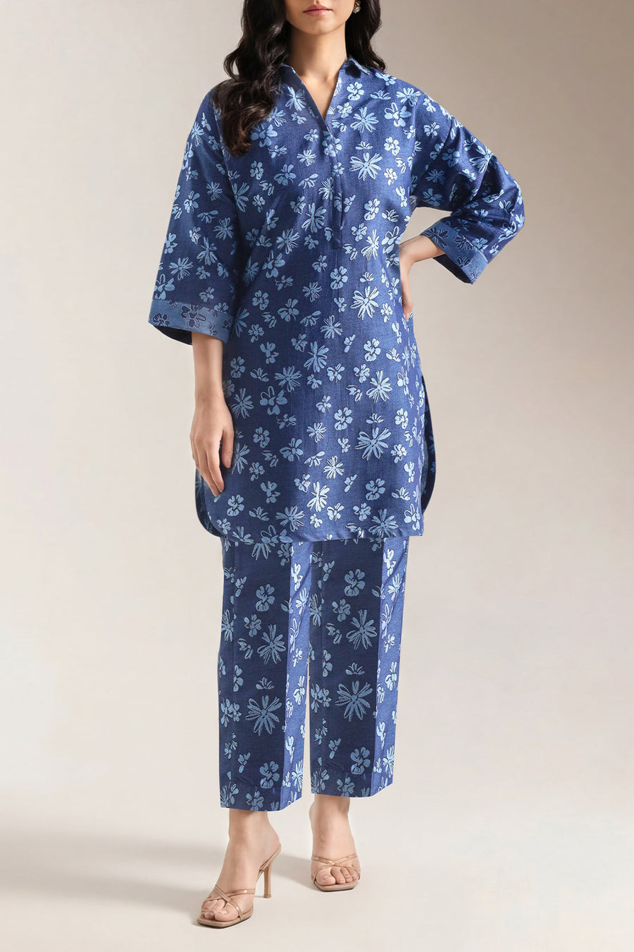 Cotton Jacquard Stitched 2 Piece (Shirt/Trouser) - Pehnaawaa