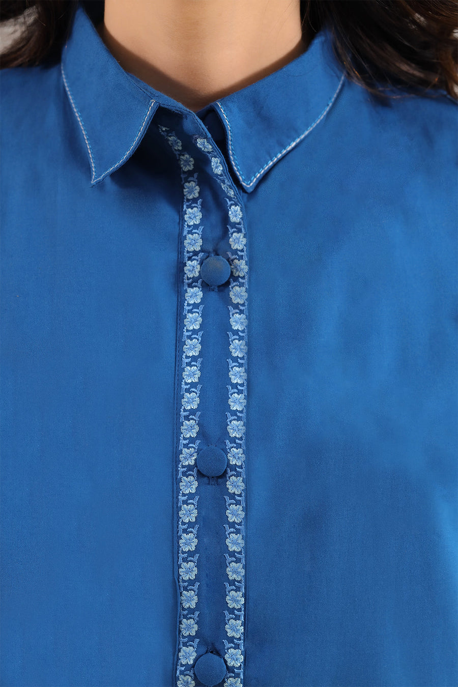 Solid Embroidered Poplin Stitched 2 piece (Shirt/Trouser)